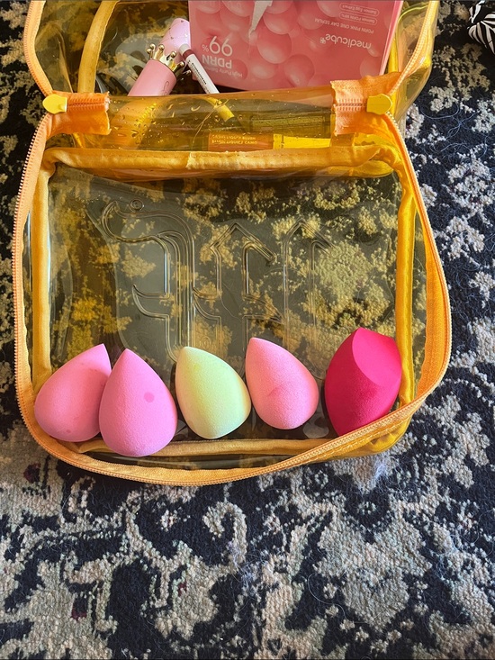 Other - Assorted Makeup Sponge Set with Clear Travel Pouch - Pink & Coral